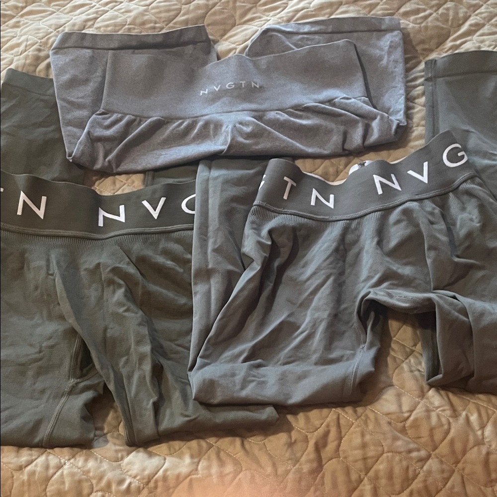 Bundle NVGTN SPORT leggings Olive Green & Grey pair 2 pairs shorts free bundle